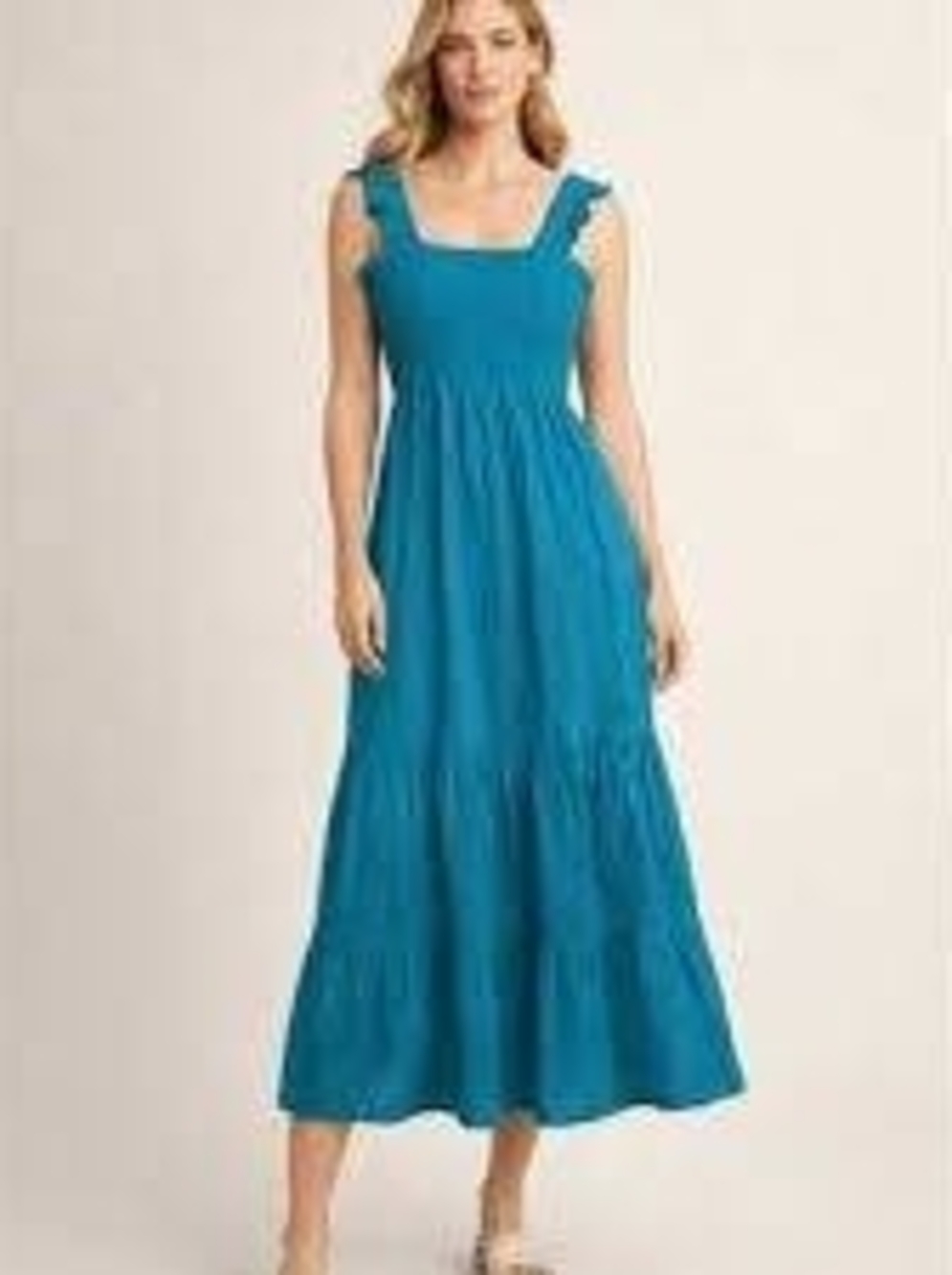 Sleeveless Teal Maxi Dress with Square Neck